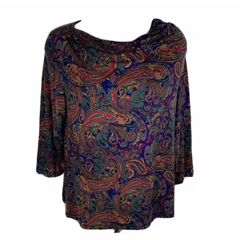 5/25$ Talbots Womens Medium Petite Top Paisley G